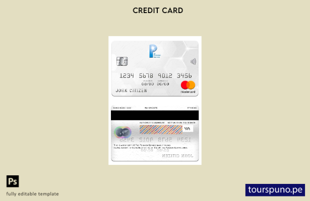 listo para imprimir plantilla de mastercard del banco The Pension Service del Re